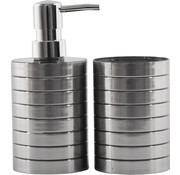 Merkloos Soap dispenser and toothbrush holder set - Bathroom accessories- 2 pieces Stainless Plastic