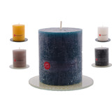 Discountershop Candle rustic pillar candle |5x Coasters | Warm color mix |brown - ocher yellow - Navy - White - Black|
