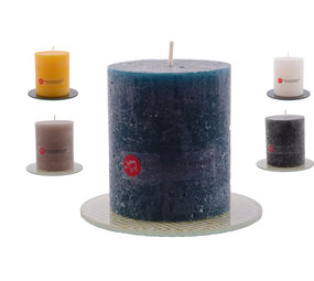 Discountershop Candle rustic pillar candle |5x Coasters | Warm color mix |brown - ocher yellow - Navy - White - Black| Discountershop Candle rustic pillar candle |5x Coasters | Warm color mix |brown - ocher yellow - Navy - White - Black|