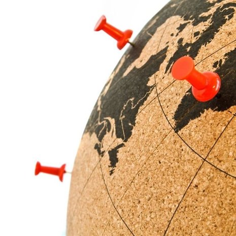 Merkloos Cork globe with metal stand - Diameter 15 cm - Cork globe with colored push pins - Rotatable globe Cork - Educational world map - Durable stainless steel base Easy to rotate - Keep track of the trips - Stylish decor Merkloos Cork globe with metal stand - Diameter 15 cm - Cork globe with colored push pins - Rotatable globe Cork - Educational world map - Durable stainless steel base Easy to rotate - Keep track of the trips - Stylish decor