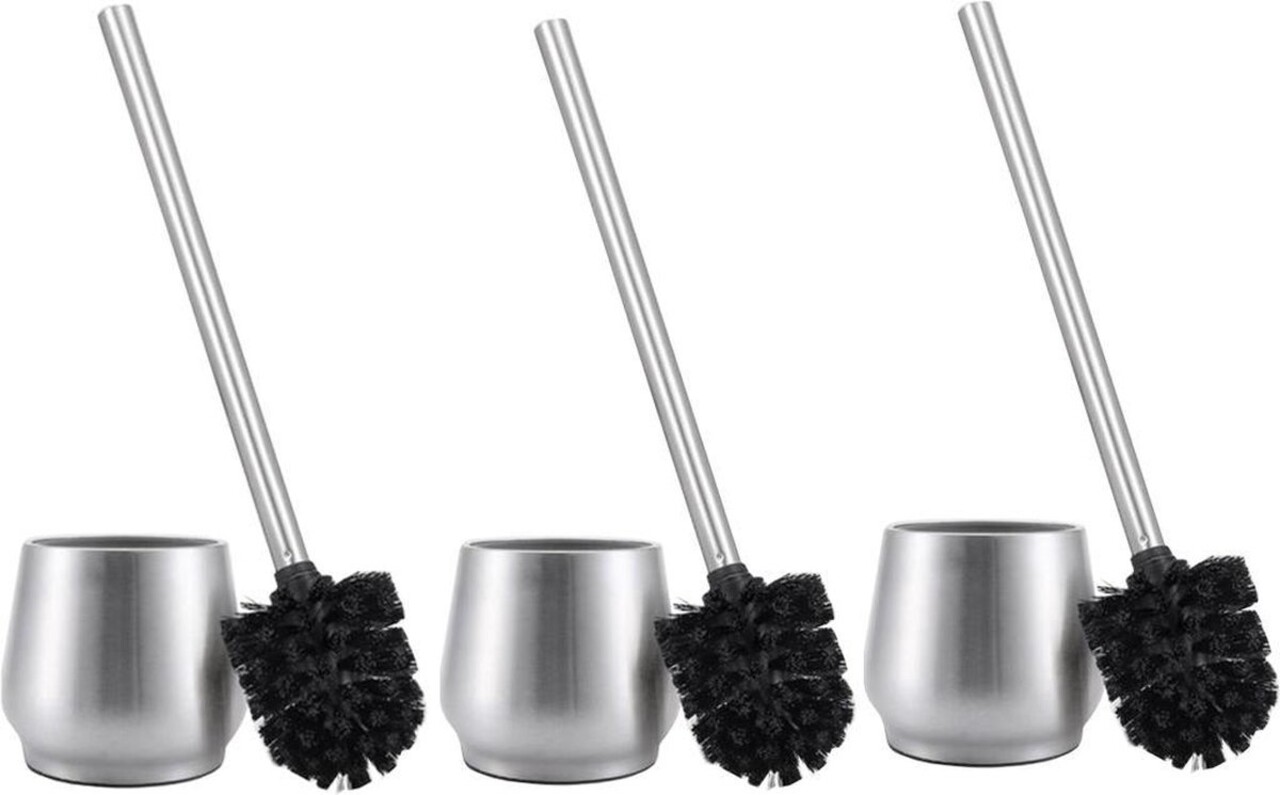 Discountershop 3 X Toilet Brush Stainless Steel - Toilet Brush Stainless Steel - Stainless Steel Toilet Brush in Holder - Toilet Brush Holder - Toilet Brush - Toilet Brush with Holder Freestanding - Brushed Stainless Steel Discountershop 3 X Toilet Brush Stainless Steel - Toilet Brush Stainless Steel - Stainless Steel Toilet Brush in Holder - Toilet Brush Holder - Toilet Brush - Toilet Brush with Holder Freestanding - Brushed Stainless Steel