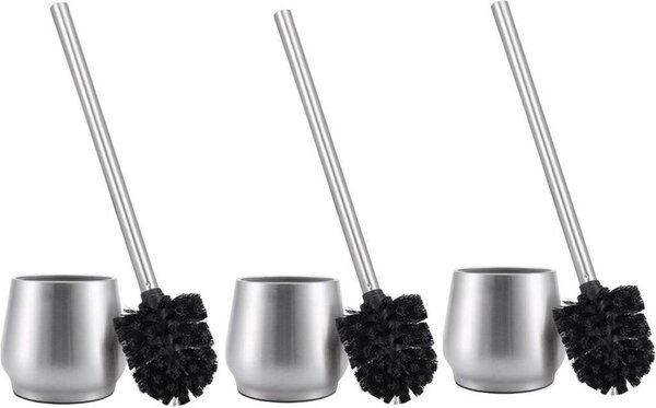 Discountershop 3 X Toilet Brush Stainless Steel - Toilet Brush Stainless Steel - Stainless Steel Toilet Brush in Holder - Toilet Brush Holder - Toilet Brush - Toilet Brush with Holder Freestanding - Brushed Stainless Steel Discountershop 3 X Toilet Brush Stainless Steel - Toilet Brush Stainless Steel - Stainless Steel Toilet Brush in Holder - Toilet Brush Holder - Toilet Brush - Toilet Brush with Holder Freestanding - Brushed Stainless Steel