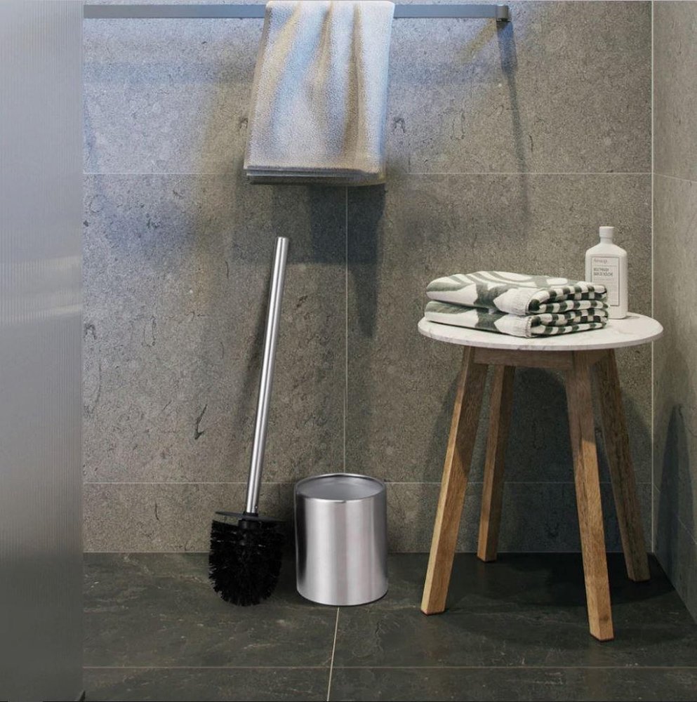 Discountershop 2 X Toilet Brush Stainless Steel - Toilet Brush Stainless Steel - Stainless Steel Toilet Brush in Holder - Toilet Brush Holder - Toilet Brush - Toilet Brush with Holder Freestanding - Brushed Stainless Steel