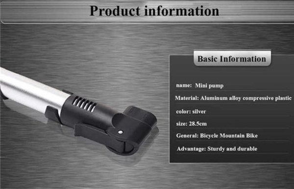 Discountershop Bicycle pump - Mini bicycle pump - Spare bicycle pump for on the road - Black Silver - Bicycle valve different - Adapter set bicycle valve 3 pieces Discountershop Bicycle pump - Mini bicycle pump - Spare bicycle pump for on the road - Black Silver - Bicycle valve different - Adapter set bicycle valve 3 pieces