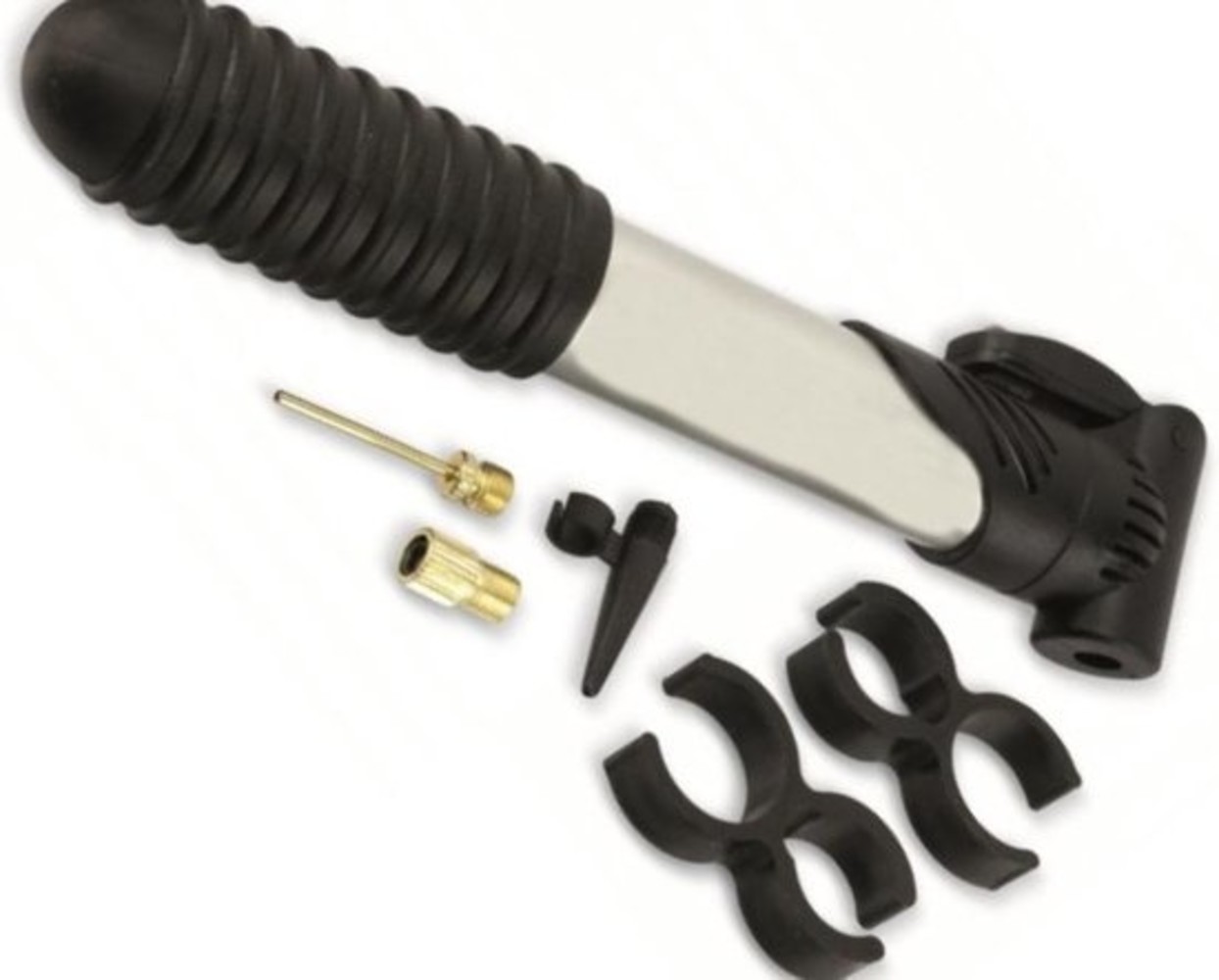 Discountershop Bicycle pump - Mini bicycle pump - Spare bicycle pump for on the road - Black Silver - Bicycle valve different - Adapter set bicycle valve 3 pieces Discountershop Bicycle pump - Mini bicycle pump - Spare bicycle pump for on the road - Black Silver - Bicycle valve different - Adapter set bicycle valve 3 pieces