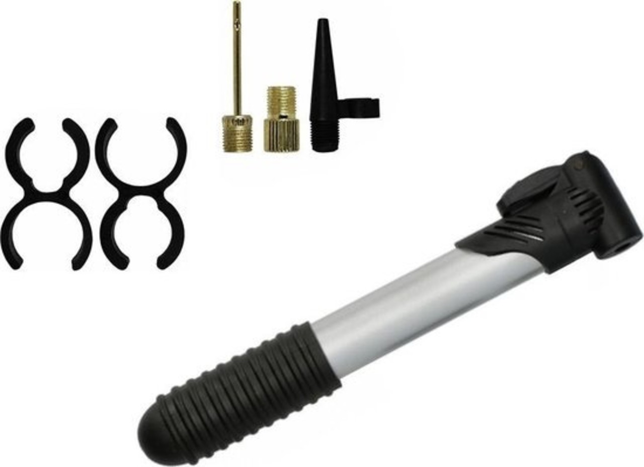 Discountershop Bicycle pump - Mini bicycle pump - Spare bicycle pump for on the road - Black Silver - Bicycle valve different - Adapter set bicycle valve 3 pieces Discountershop Bicycle pump - Mini bicycle pump - Spare bicycle pump for on the road - Black Silver - Bicycle valve different - Adapter set bicycle valve 3 pieces