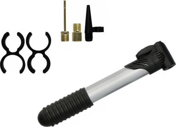 Discountershop Bicycle pump - Mini bicycle pump - Spare bicycle pump for on the road - Black Silver - Bicycle valve different - Adapter set bicycle valve 3 pieces Discountershop Bicycle pump - Mini bicycle pump - Spare bicycle pump for on the road - Black Silver - Bicycle valve different - Adapter set bicycle valve 3 pieces