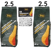 THM 2X charcoal briquettes of 2.5 KG including firelighters 64 Pieces - Barbecue - BBQ - 2 Pieces - Total 5 KG