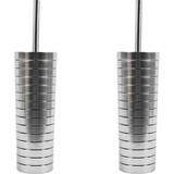 Discountershop 2 x Toilet brush - Plastic toilet brush - Stainless steel look toilet brush - Toilet brush holder 37x10cm Brush Holder with WC Brush Toilet Brush in Round Holder Discountershop 2 x Toilet brush - Plastic toilet brush - Stainless steel look toilet brush - Toilet brush holder 37x10cm Brush Holder with WC Brush Toilet Brush in Round Holder