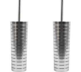 Discountershop 2 x Toilet brush - Plastic toilet brush - Stainless steel look toilet brush - Toilet brush holder 37x10cm Brush Holder with WC Brush Toilet Brush in Round Holder Discountershop 2 x Toilet brush - Plastic toilet brush - Stainless steel look toilet brush - Toilet brush holder 37x10cm Brush Holder with WC Brush Toilet Brush in Round Holder