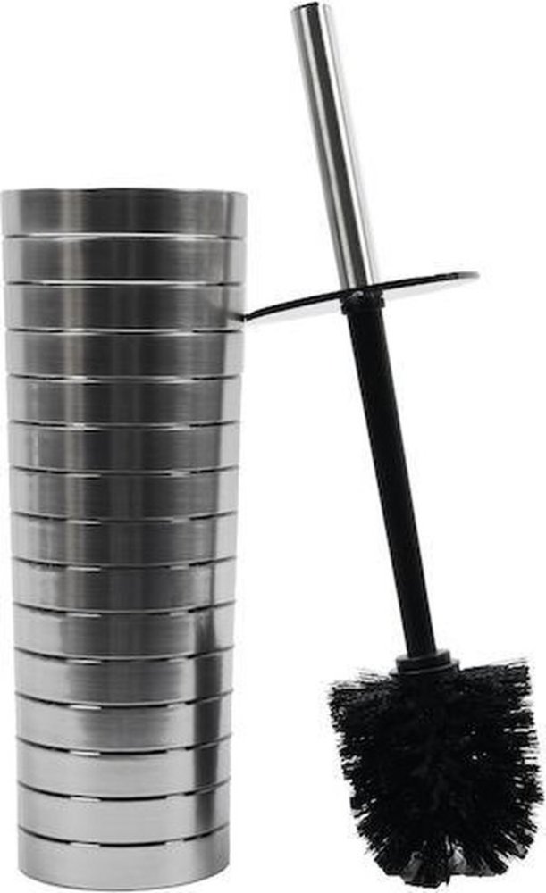 Discountershop 2 x Toilet brush - Plastic toilet brush - Stainless steel look toilet brush - Toilet brush holder 37x10cm Brush Holder with WC Brush Toilet Brush in Round Holder Discountershop 2 x Toilet brush - Plastic toilet brush - Stainless steel look toilet brush - Toilet brush holder 37x10cm Brush Holder with WC Brush Toilet Brush in Round Holder