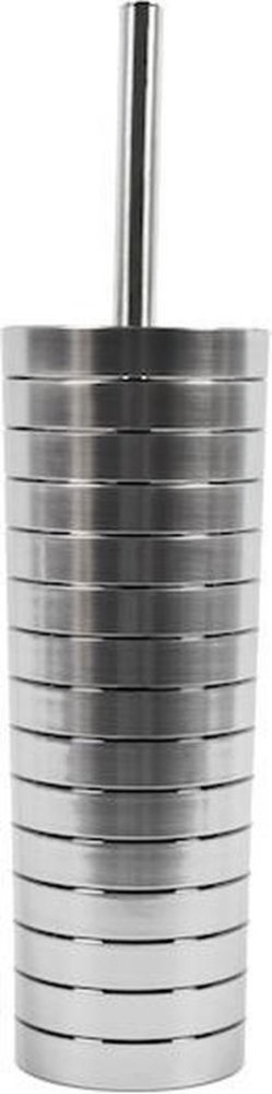 Discountershop 2 x Toiletborstel Plastic toiletborstel RVS look toiletborstel- Toiletborstelhoud 37x10cm WC Borstel ToiletBorstel