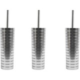 Merkloos 3 stuks Toiletborstel - Plastic toiletborstel - RVS look toiletborstel- Toiletborstelhoud 37x10cm Borstel Houder met WC Borstel Toilet Borstel in Ronde Houder Merkloos 3 stuks Toiletborstel - Plastic toiletborstel - RVS look toiletborstel- Toiletborstelhoud 37x10cm Borstel Houder met WC Borstel Toilet Borstel in Ronde Houder