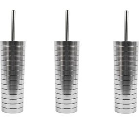 Merkloos 3 pieces Toilet brush - Plastic toilet brush - Stainless steel look toilet brush - Toilet brush holder 37x10cm Brush Holder with WC Brush Toilet Brush in Round Holder Merkloos 3 pieces Toilet brush - Plastic toilet brush - Stainless steel look toilet brush - Toilet brush holder 37x10cm Brush Holder with WC Brush Toilet Brush in Round Holder