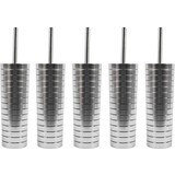 Merkloos 5 Pieces Toilet brush - Plastic toilet brush - Stainless steel look toilet brush - Toilet brush holder 37x10cm Brush Holder with WC Brush Toilet Brush in Round Holder Merkloos 5 Pieces Toilet brush - Plastic toilet brush - Stainless steel look toilet brush - Toilet brush holder 37x10cm Brush Holder with WC Brush Toilet Brush in Round Holder