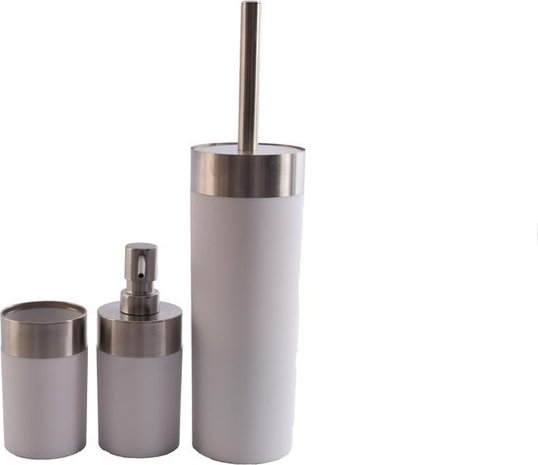 Merkloos Luxe Badkamerset |badkameraccessoires | rvs mat Wit |3 delig | zeeppompje zeepdispenser beker   tandenborstelhouder Merkloos Luxe Badkamerset |badkameraccessoires | rvs mat Wit |3 delig | zeeppompje zeepdispenser beker   tandenborstelhouder