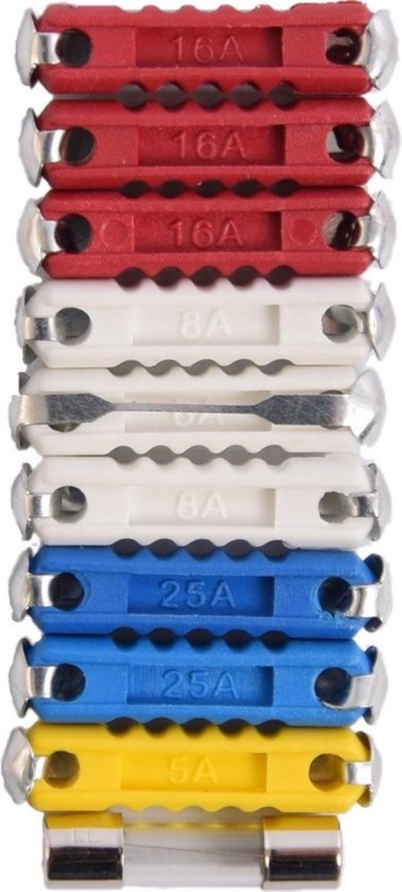 All Ride Steenzekering assortiment 10 stuks installaties auto Glaszekering elektrische stromen Auto Zekeringen Steekzekeringen