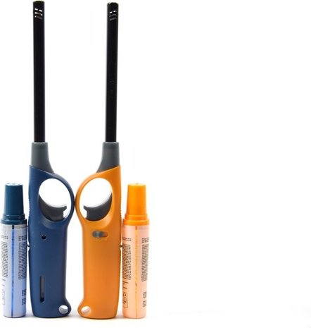 Merkloos Gasaansteker Set met Navulling - 2 Hervulbare Butaan Aanstekers van 25,5 cm Voor BBQ, Kaarsen, Keuken en Outdoor