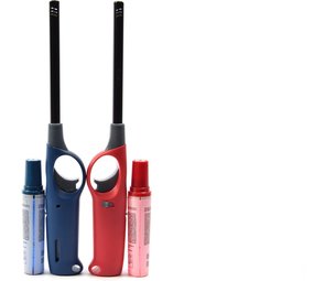 Merkloos Gas Lighter Set with Refills - 2 Pieces Red and Blue