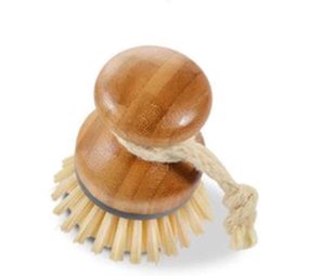 Merkloos Washing-up brush made of bamboo with sturdy plastic bristles, versatile cleaning brush for sinks, pans, plates and cutlery, also suitable as a vegetable brush