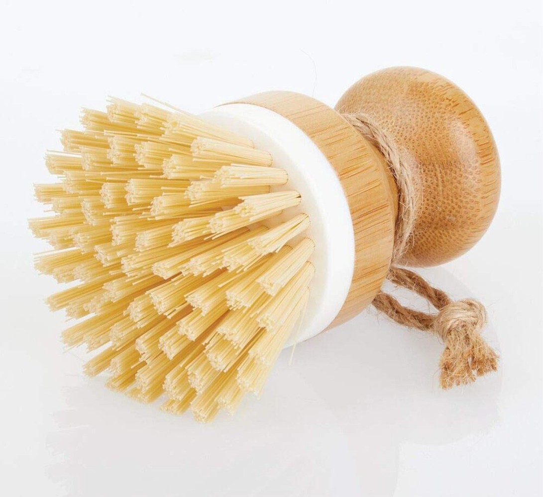 Merkloos Washing-up brush made of bamboo with sturdy plastic bristles, versatile cleaning brush for sinks, pans, plates and cutlery, also suitable as a vegetable brush