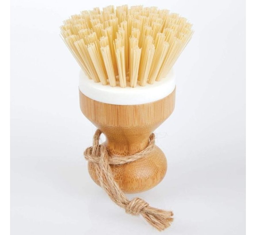 afwasborstel van bamboe met stevige kunststofborstels, veelzijdige reinigingsborstel voor wastafels, pannen, borden