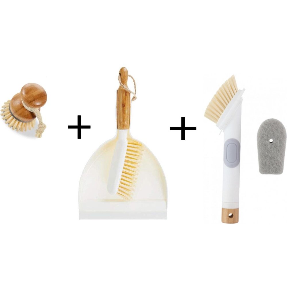 Luxury Set Bamboo Dustpan and Tin bamboo sweeper Sustainable beige