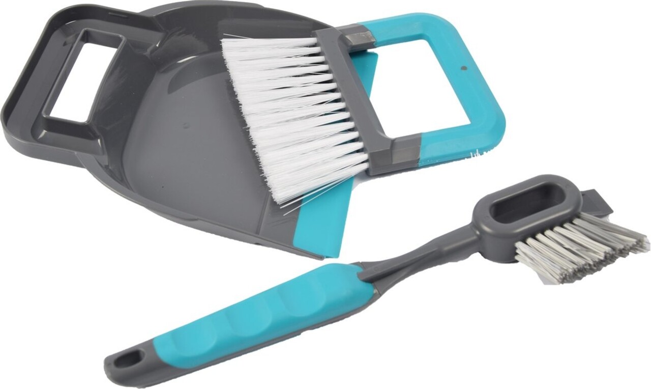 Merkloos dustpan and dustpan 19 x 21.5 cm blue - 2-in-1 tile and grout brush 30 cm grey/blue Merkloos dustpan and dustpan 19 x 21.5 cm blue - 2-in-1 tile and grout brush 30 cm grey/blue