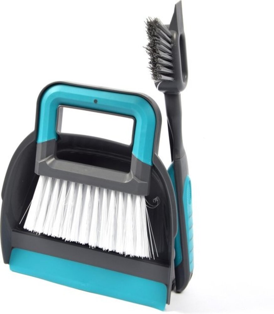 Merkloos dustpan and dustpan 19 x 21.5 cm blue - 2-in-1 tile and grout brush 30 cm grey/blue Merkloos dustpan and dustpan 19 x 21.5 cm blue - 2-in-1 tile and grout brush 30 cm grey/blue