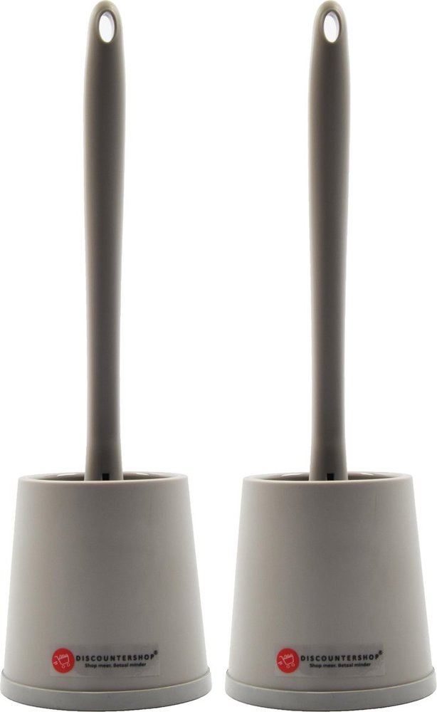Discountershop Toilet brush with silicone toilet brush 2 pcs - Toilet brush with holder - Stainless toilet brush - Non-slip Toilet brush - Firm brush