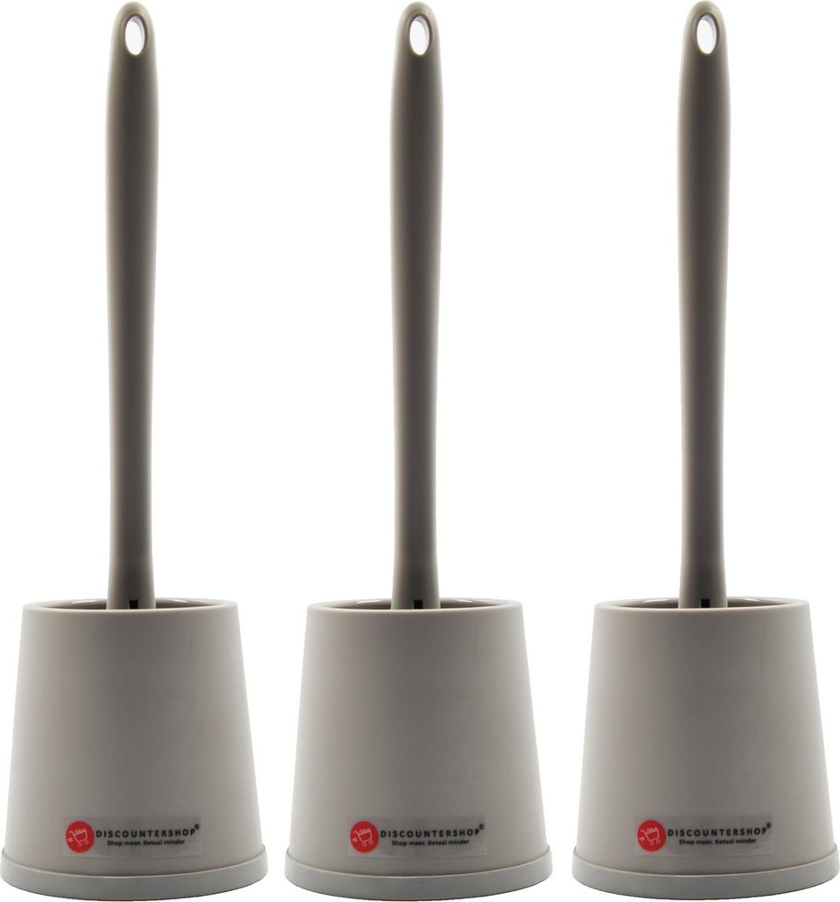Discountershop Toilet brush with silicone toilet brush 3 pcs - Toilet brush with holder - Stainless toilet brush - Non-slip Toilet brush - Firm brush