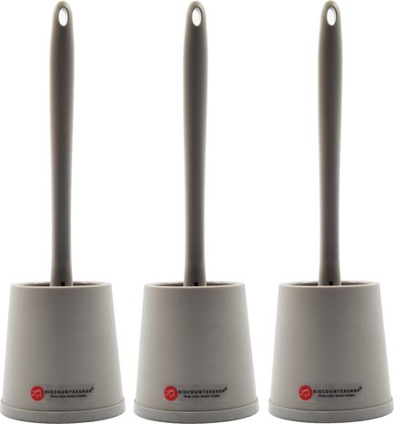 Discountershop Toilet brush with silicone toilet brush 3 pcs - Toilet brush with holder - Stainless toilet brush - Non-slip Toilet brush - Firm brush