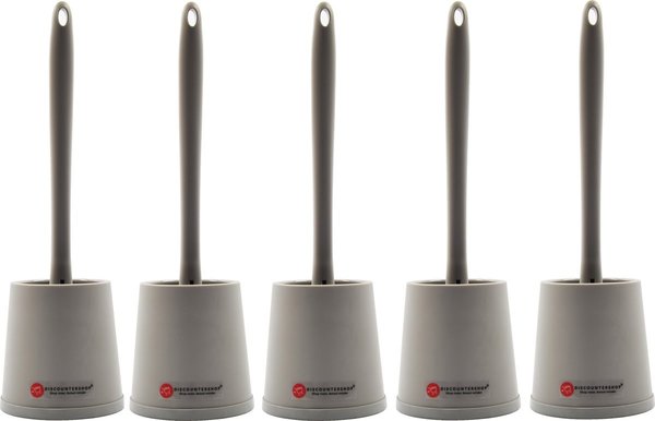 Discountershop 5x Toilet brush with silicone toilet brush - Toilet brush with holder - Stainless toilet brush - Non-slip Toilet brush - Sturdy brush