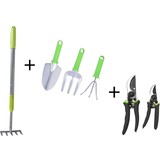 Merkloos Handy Garden Set 6 pieces - 2 Secateurs - Rake - Shovel - Hoe - Telescopic Rake 63-90cm Merkloos Handy Garden Set 6 pieces - 2 Secateurs - Rake - Shovel - Hoe - Telescopic Rake 63-90cm