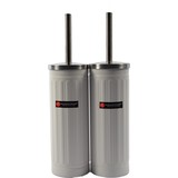 Discountershop Set of 2 x White Toilet Brush and Holder - Stainless Steel Toilet Brush Holder with Toilet Brush - 45x12cm - Matt White Discountershop Set of 2 x White Toilet Brush and Holder - Stainless Steel Toilet Brush Holder with Toilet Brush - 45x12cm - Matt White