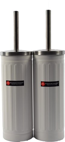 Discountershop Set of 2 x White Toilet Brush and Holder - Stainless Steel Toilet Brush Holder with Toilet Brush - 45x12cm - Matt White Discountershop Set of 2 x White Toilet Brush and Holder - Stainless Steel Toilet Brush Holder with Toilet Brush - 45x12cm - Matt White
