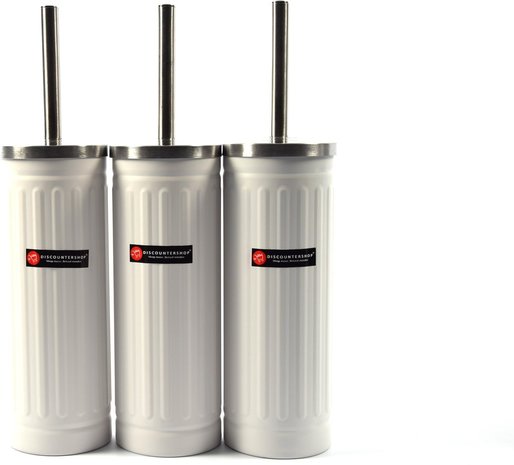 Merkloos Set of 3x White Toilet Brush and Holder - Stainless Steel Toilet Brush Holder with Toilet Brush - 45x12cm - Matt White Merkloos Set of 3x White Toilet Brush and Holder - Stainless Steel Toilet Brush Holder with Toilet Brush - 45x12cm - Matt White
