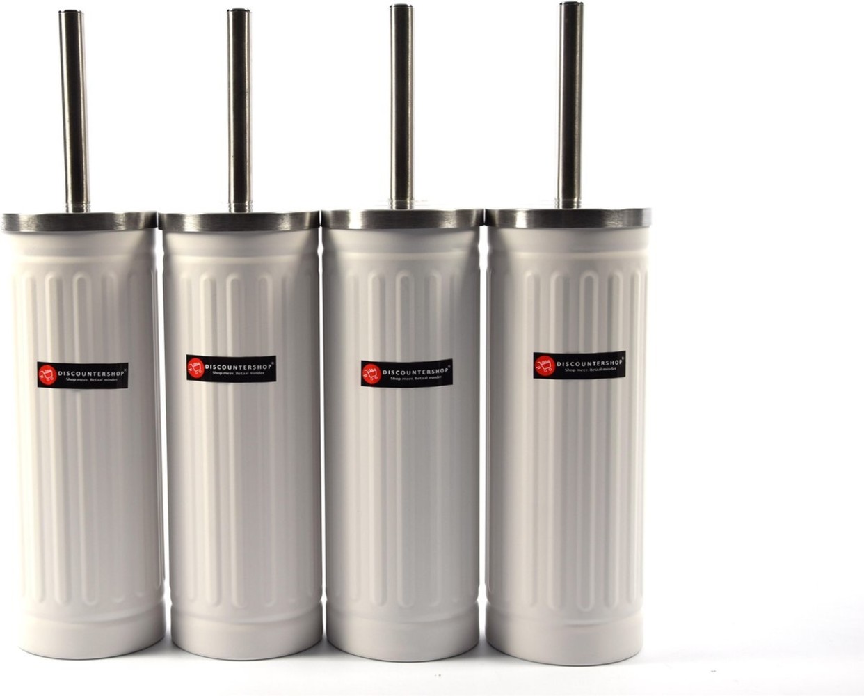 Merkloos Set of 4x White Toilet Brush & Holder - Stainless Steel Toilet Brush Holder with Toilet Brush - 45x12cm - Matt White Merkloos Set of 4x White Toilet Brush & Holder - Stainless Steel Toilet Brush Holder with Toilet Brush - 45x12cm - Matt White
