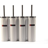 Merkloos Set of 4x White Toilet Brush & Holder - Stainless Steel Toilet Brush Holder with Toilet Brush - 45x12cm - Matt White Merkloos Set of 4x White Toilet Brush & Holder - Stainless Steel Toilet Brush Holder with Toilet Brush - 45x12cm - Matt White