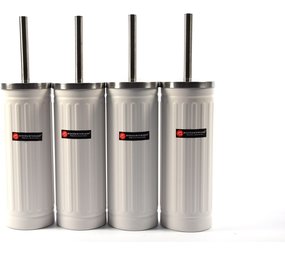 Merkloos Set of 4x White Toilet Brush & Holder - Stainless Steel Toilet Brush Holder with Toilet Brush - 45x12cm - Matt White Merkloos Set of 4x White Toilet Brush & Holder - Stainless Steel Toilet Brush Holder with Toilet Brush - 45x12cm - Matt White