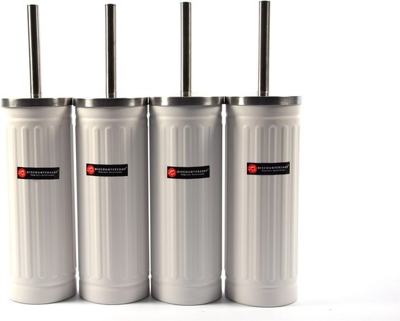 Merkloos Set of 4x White Toilet Brush & Holder - Stainless Steel Toilet Brush Holder with Toilet Brush - 45x12cm - Matt White Merkloos Set of 4x White Toilet Brush & Holder - Stainless Steel Toilet Brush Holder with Toilet Brush - 45x12cm - Matt White