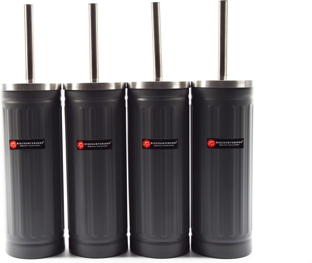 Merkloos Set of 4x gray Toilet Brush and Holder - Stainless Steel Toilet Brush Holder with Toilet Brush - 45x12cm - Matt gray Merkloos Set of 4x gray Toilet Brush and Holder - Stainless Steel Toilet Brush Holder with Toilet Brush - 45x12cm - Matt gray