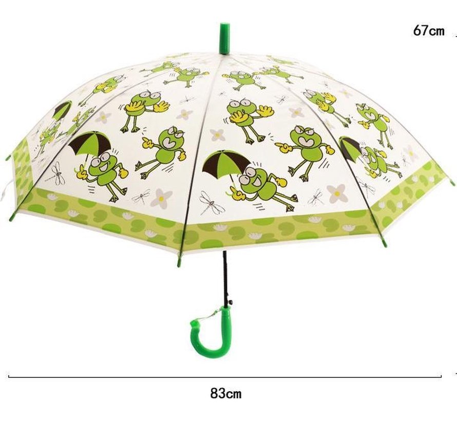 Kinderparaplu met kikker print 96 cm  - Disney Kinderparaplu 96 cm automatische paraplu Transparant Fluitje inbegrepen