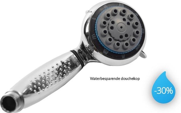 Merkloos Hand shower 1pc. ø 8cm chrome - Full jet - Chrome - Shower head Stainless - 8 Functions - size 21.5 cm diameter 8 cm - Water saving shower head Merkloos Hand shower 1pc. ø 8cm chrome - Full jet - Chrome - Shower head Stainless - 8 Functions - size 21.5 cm diameter 8 cm - Water saving shower head