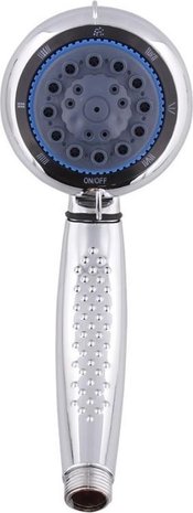 Merkloos Hand shower 1pc. ø 8cm chrome - Full jet - Chrome - Shower head Stainless - 8 Functions - size 21.5 cm diameter 8 cm - Water saving shower head Merkloos Hand shower 1pc. ø 8cm chrome - Full jet - Chrome - Shower head Stainless - 8 Functions - size 21.5 cm diameter 8 cm - Water saving shower head