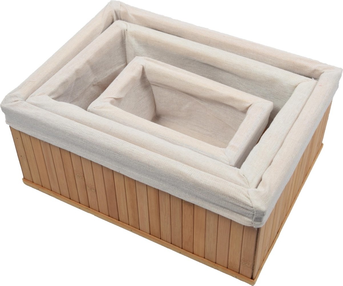 Merkloos Bamboo baskets 3 pieces | Multifunctional basket | Storage baskets | Storage | storage Box |Box |Basket/Compartments - Storage System Merkloos Bamboo baskets 3 pieces | Multifunctional basket | Storage baskets | Storage | storage Box |Box |Basket/Compartments - Storage System