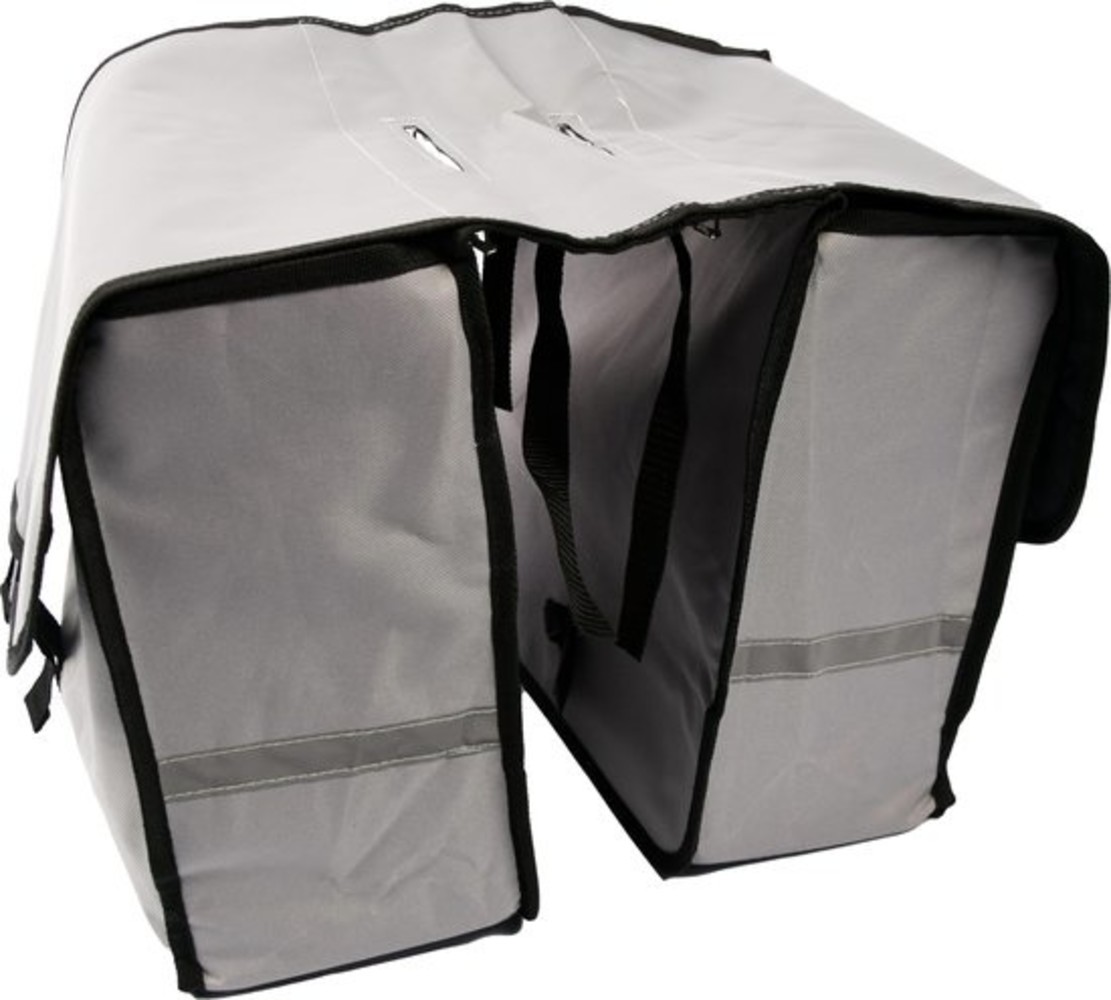 Merkloos Dubbele Fietstas waterdicht met reflecterende strepen voor extra veiligheid - Fietstas- Grijs - 2x 18 Liter