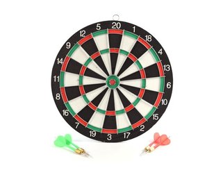 Merkloos Dartboard - 28 cm - two-sided - with 4 darts Merkloos Dartboard - 28 cm - two-sided - with 4 darts