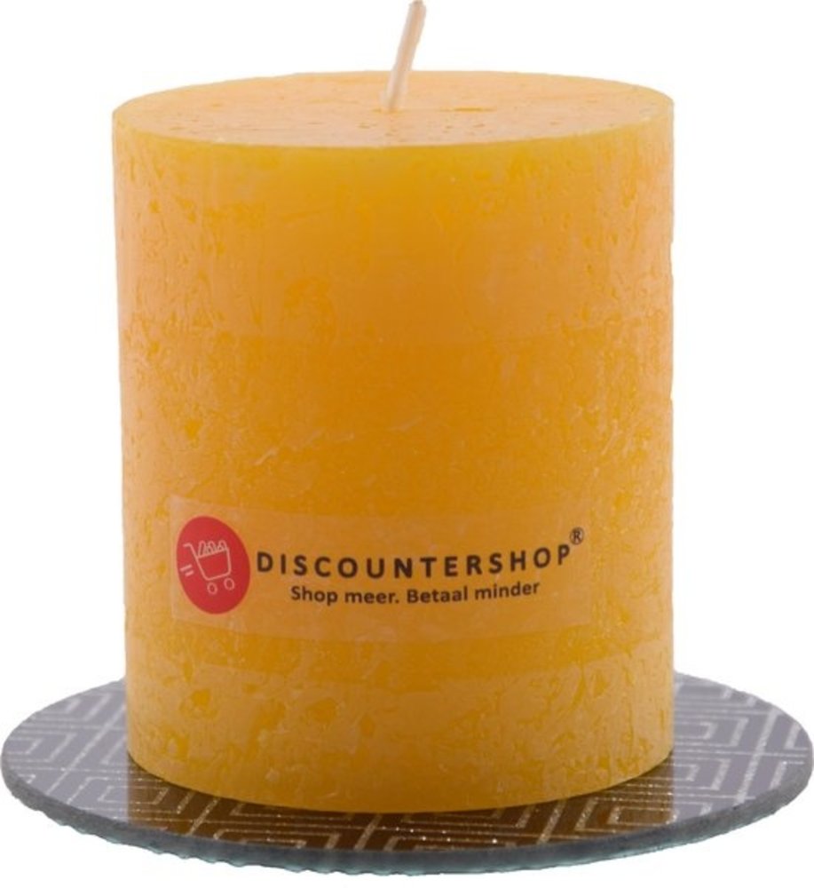 Discountershop Candle rustic pillar candle |5x Coasters | Warm color mix |brown - ocher yellow - Navy - White - Black| Discountershop Candle rustic pillar candle |5x Coasters | Warm color mix |brown - ocher yellow - Navy - White - Black|