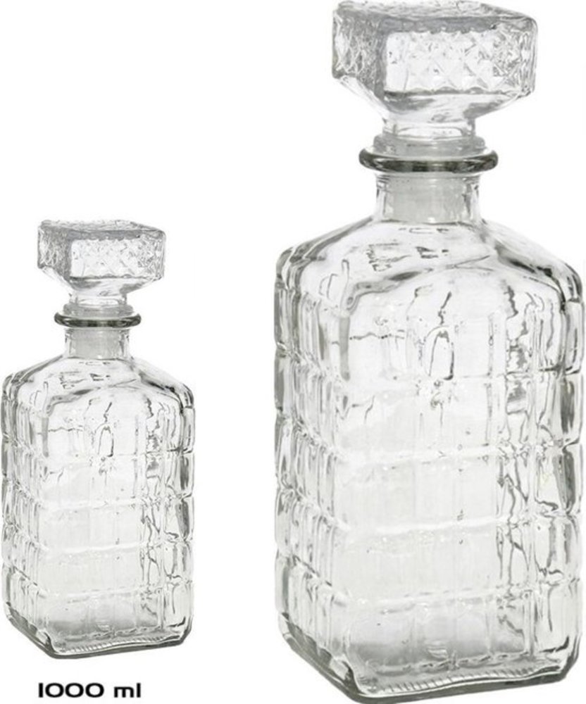 Delaram 2 Stuks glazen whisky 1000ml - kristal 2x Kristalglas look whiskey fles Whiskykaraf/whiskyfles met structuur in glas